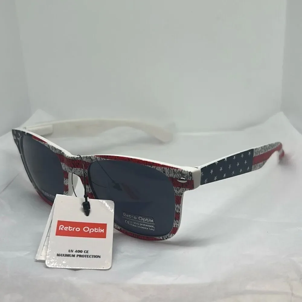Retro Optix Patriotic Patriotic -Pattern Sunglasses – UV400 Protection